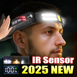 Sensor Headlamp LED Head Flashlight Rechargeable Headlight Led Head Torch 5 Lighting Modes Fishing Camping Running Front Lantern