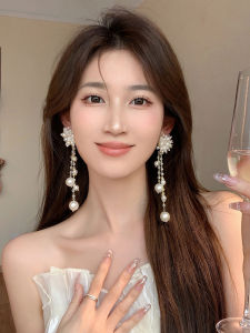 Designer Bella Monroe French Pearl Long Tassel Earrings Women Elegant Atmosphere Ear Jewelry Casual Style Other Material