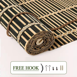 Natural Bamboo Roll Up Blinds 60-180cm Sun Protection Privacy Window Curtain for Balcony Office