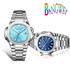 Lige Đồng hồ thạch anh Người Đàn Ông Trưởng Thành Của Bangwei Thép Với Threaded Vương Miện Quặng Cao Cứng Thủy Tinh Đồng hồ chống nước Sáng Cho Phụ Nữ