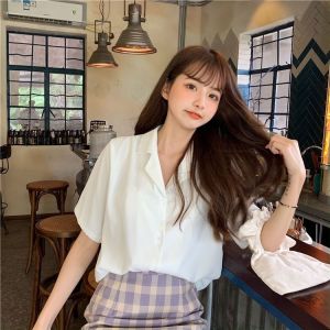 STOCK+COD Short-sleeved 2022 new thin blouse careful design small summer short girly chiffon top