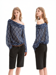 Plaid Slimming Design T-shirt