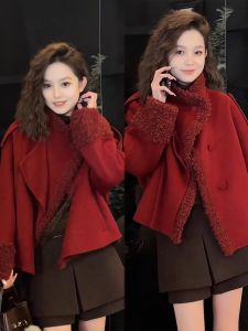 XUECAIQI | Festive Red Velvet Cozy Coat