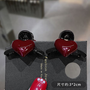 Original Acrylic Heart Shaped Hair Clip Vintage Red Love Headwear Bangs Clamp Edge Small Size Fashionable Hair Accessories