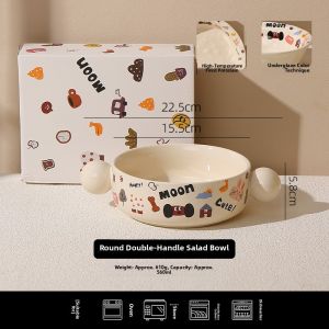 Ceramic Divided Dinner Plate Personal High Aesthetic Value Rice Bowl Salad Bowl Home Use Dish Plate Soup Plate Children Breakfast Plate