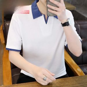 HENGYUANXIANG | Hengyuanxiang Mens Short Sleeve T-Shirt Summer New Style Dads Shirt Standard Fit Fashion Urban Cotton Polyester Blend Polo Shirt