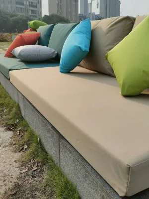 Outdoor Leisure Sofa Pure Color Waterproof Sunproof Seat Cushion Pillow Pad Fast Drying Sofa Cover Fabric Cushion
