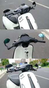 กระจกมองหลังทรงใบไม้สีฟ้า กรอบอลูมิเนียม Lambretta X300 V200