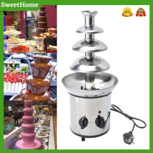 4น้ำพุช็อคโกแลตชั้นๆน้ำตกละลายเครื่อง220Vช็อคโกแลตสแตนเลสDIYน้ำพุขนาดมินิHotpotออกแบบเครื่อง