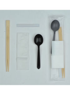 ชุดส้อมพลาสติกแบบใช้แล้วทิ้ง ชุดส้อม ผ้าเช็ดปาก ช้อนสำหรับข้าว ชุดเครื่องมือครัวเรือน 1000 ชุด ชุดส้อม 4 ชิ้น ชุดส้อมแบบใช้แล้วทิ้ง