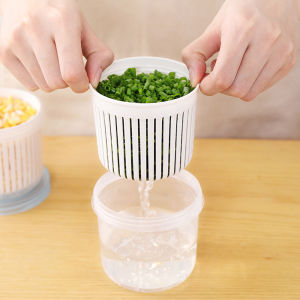 Round Shape Drain Sealed Crisper Ginger Garlic Onion Food Refrigerator Storage Box Containers Kitchen Organizer