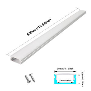 1-3pcs 500mm U-Shaped Aluminum LED Channel with Frosted PC Cover Shelf Strip Lightings Complete System