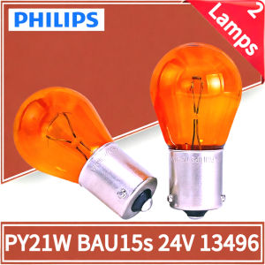 Philips | Philips 2 Lamps PY21W S25 24V 21W BAU15s Amber Color Standard Turn Signal Lamps Original Position Light Reverse Bulbs 13496CP