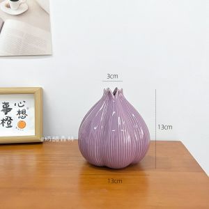 Purple Peony Artificial Flower Creative Onion Ceramic Vase High-End Garlic Head Floral Arrangement New Year New Home Decoration