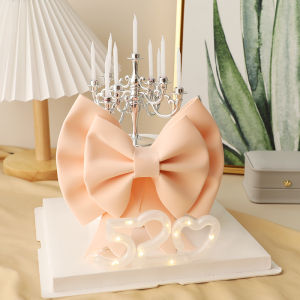 Online Influencer Bow Cake Eva Double-Layer Bow Plug-in Retro Candlestick Valentines Day Decoration Ornaments