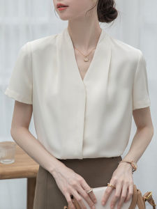 YAOMUHUA | French Style Short Sleeve V-Neck Shirt