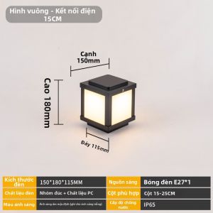 HONGDILAI | Đèn Cột Năng Lượng Mặt Trời Chống Nước Hiện Đại