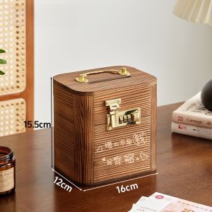 Password-Protected Money Box 2025 New Model for Boys And Girls Childproof Adult Storage Jar Retro Wooden Design Creative Gift