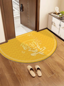 New Chinese Style Yellow Half round Entrance Mat Feng Shui Golden Door Carpet Large Entrance Wealth Attracting Foot Mat