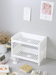 （Home Bliss Hub）2 Layer Simple Folding Desktop Storage Rack Table Organizer Cosmetic Jewelry Bathroom Rack