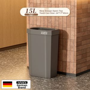 Large Capacity Lidless Rectangular Kitchen Garbage Bin 25L