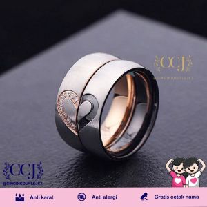[GRATIS CETAK NAMA] Cincin Couple Titanium Anti Karat R07 | Cincin Pasangan | Cincin Hadiah | Cincin Lamaran | Cincin Tunangan | Aksesoris Pria Wanita