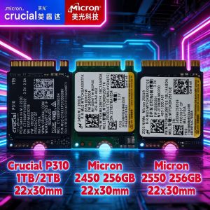 crucial | Crucial P310 1TB 2TB & Micron 2450/2550 256GB PCIe Gen4x4 2230 NVMe M.2 SSD -Uplevel Your Console -Internal Solid State Drive