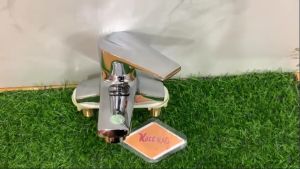 Vòi chậu 2 chân KAG-KLN02 D 11cm đồng thau Crome bóng hàng cao cấp vòi lavabo nóng lạnh chậu âm đá đế gắn chắc chắn siêu bền