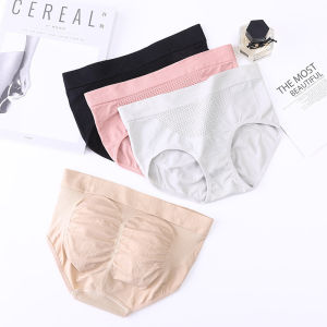 Plus Size Women Soft Cotton Stretchable Mid Waist Briefs Lift Hip Plain Color Female Panties honeycomb panties for period relief [40-70KG]