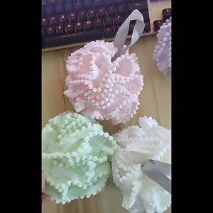 BECORATE Loofah Bath Ball Mesh Sponge Milk Shower Bathroom Supplies Soft Flower Shape Skin-friendly Bath Ball for Gentle Shower Experience
