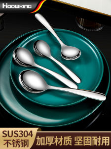 ช้อนกินซุปแบบหนา 304 สแตนเลส ด้ามยาว ช้อนกินอาหารสำหรับเด็ก ช้อนสำหรับใช้ในบ้าน ช้อนสำหรับดื่มน้ำซุป ช้อนสำหรับใช้ในบ้าน