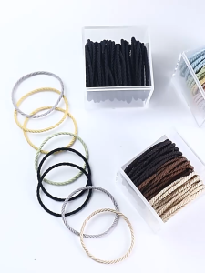 ชุด 100pc ของยางรัดผมที่ความยืดหยุ่นสูง แถบยางสีดำ ราคาประหยัด 1,250 บาท