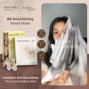 [BPOM] becoming B5 Nourishing Sheet Mask 25ml with Pantenol | Masker Wajah | Facial Mask | Cairan Essence Face Mask Mengurangi Kerutan | Perawatan Menutrisi dan Menenangkan Kulit Wajah | Witch Hazel | Niacinamide| Revitalizing