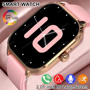 Men Smart Watch Square AMOLED Screen Clock Bluetooth Call Smartwatch Womens Health Heart Rate Sleep Monitoring 100+Sports Modes