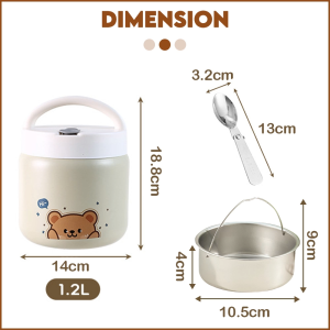 [1200ML] Encora Bekas Sup Bekas Makanan Vacuum Flask Soup Container Thermal Flask Stainless Steel Food Container