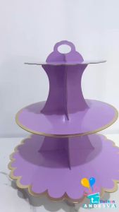 Cake Stand HITAM Polos List Gold / 3 Tier Cupcake Stand / standing