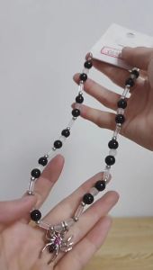 Spider Choker Necklace / Kalung Choker Laba Laba Pearl / Chain Necklace Kalung Manik Manik Kalung Mutiara Kalung Rantai Hip Hop