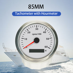 ELING 85mm Auto Marine Tachometer RPM Meter Gauge 3K~8K REV Counter LCD Hourmeter with 7 Backlights 12V 24V