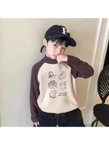 Thickened Long Sleeve Boys Thermal T-Shirt Velboa Childrens Warm Top Fashionable Casual Polyester Fiber Autumn Winter New Arrival