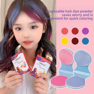 Princess Style Childrens Disposable Hair Dyeing Powder Cake Non-Fading Colorful Safe Portable for Stage Performance