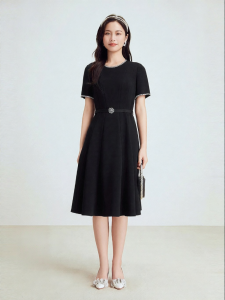 Koradior | Elegant Beaded Waist Cinched Dress