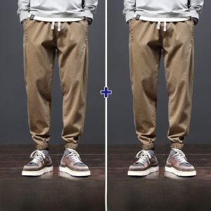 ROMON | Quần dài công sở cạp chun rộng rãi cho nam thu đông 2023 thương hiệu thời trang Harajuku thường ngày quần dài công sở trẻ trung năng động màu trơn