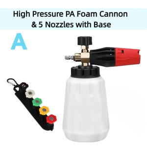 High Pressure PA Foam Cannon with 5 Metal Nozzles - Adjustable Foam sprayer Car & Home Cleaning Kit for Pressure Washers
