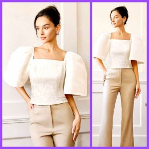dora Casual Office Formal  Graduation Wedding Anniversary  Big Puff Sleeves Top Blouse   fits up to large classy and elegant timeless classic  timeless piece casual office or party classic piece super kapal ng tela hindi kayo magsisi our aim is to produc