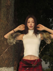 Slim Fit Knitwear Top Womens Sleeveless High Collar Spring Summer Outerwear Casual Comfortable Breathable Solid Color