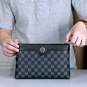 TOME Genuine Leather Mens Clutch Bag with RFID Protection Rain Resistance Multiple Compartments Zippered Pockets Perfect Business Design Ideal Birthday Gift