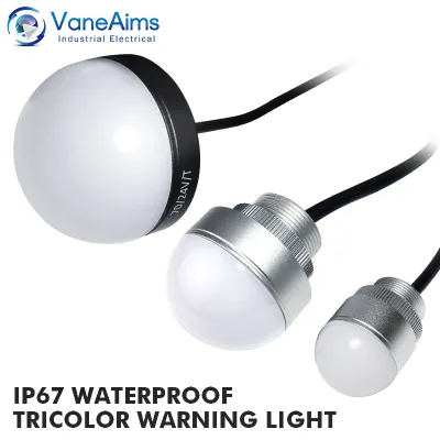 VANEAIMS Single Layer 3-Color LED Industrial Signal Light AC/DC 12V 24V Steady Flashing Optional Buzzer Aluminum Housing for CNC Machine