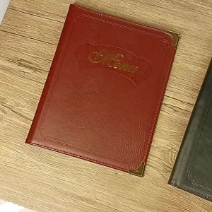 Flexible adjustment of inner pages Leather Cover Menu book Menu holder Menu stand BLACK Menu clip A4