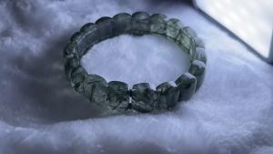 Natural Crystal Green Rutilated Quartz 天然水晶 绿发晶 手排 14mm+
