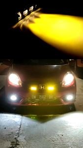 Lampu Sorot LED Sepeda Motor & Lampu Kabut Sorot Rendah/Hi Warna Ganda untuk Mobil Truk SUV UTV 12V 24V Lampu Depan Lensa Mini Lampu Berkendara